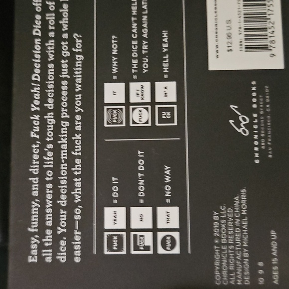 White and Black Decision Dice NWTIB - Picture 3 of 3